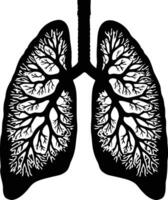 AI generated Silhouette for internal organs of the lungs black color only vector