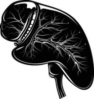 AI generated Silhouette for internal organs of the liver black color only vector