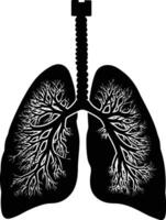 AI generated Silhouette for internal organs of the lungs black color only vector