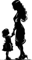 AI generated Silhouette for mother day moment black color only full body vector