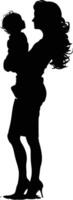 AI generated Silhouette for mother day moment black color only full body vector