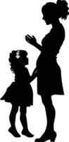 AI generated Silhouette for mother day moment black color only full body vector