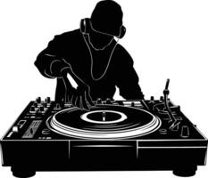 ai generado silueta DJ placa giratoria negro color solamente vector