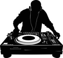 ai generado silueta DJ placa giratoria negro color solamente vector