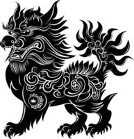 AI generated Silhouette Qilin black color only full body vector