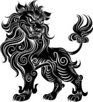 AI generated Silhouette Qilin black color only full body vector