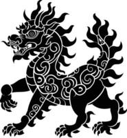 AI generated Silhouette Qilin black color only full body vector