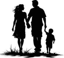 AI generated Silhouette happy family black color only full body vector