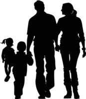 AI generated Silhouette happy family black color only full body vector