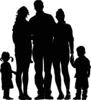 AI generated Silhouette happy family black color only full body vector