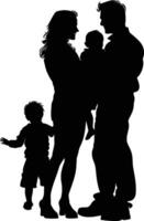 AI generated Silhouette happy family black color only full body vector