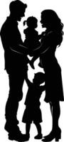 AI generated Silhouette happy family black color only full body vector