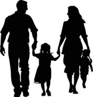 AI generated Silhouette happy family black color only full body vector