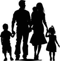 AI generated Silhouette happy family black color only full body vector