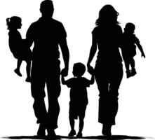 AI generated Silhouette happy family black color only full body vector