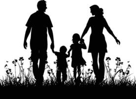 AI generated Silhouette happy family black color only full body vector