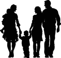 ai generado silueta contento familia negro color solamente lleno cuerpo vector