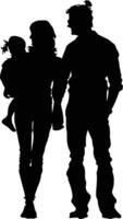 AI generated Silhouette happy family black color only full body vector