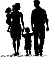 ai generado silueta contento familia negro color solamente lleno cuerpo vector