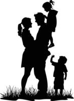 AI generated Silhouette happy family black color only full body vector