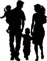 AI generated Silhouette happy family black color only full body vector