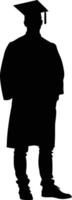 AI generated Silhouette man wear graduating hat black color only vector