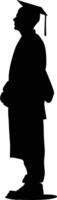 AI generated Silhouette man wear graduating hat black color only vector