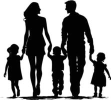 AI generated Silhouette happy family black color only full body vector