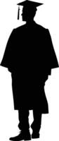 AI generated Silhouette man wear graduating hat black color only vector