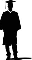 AI generated Silhouette man wear graduating hat black color only vector