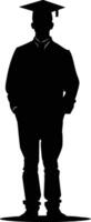 AI generated Silhouette man wear graduating hat black color only vector