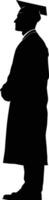 AI generated Silhouette man wear graduating hat black color only vector