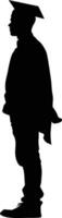 AI generated Silhouette man wear graduating hat black color only vector