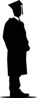 AI generated Silhouette man wear graduating hat black color only vector