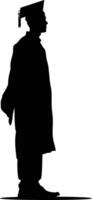 AI generated Silhouette man wear graduating hat black color only vector