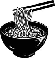 AI generated Silhouette noodle black color only vector