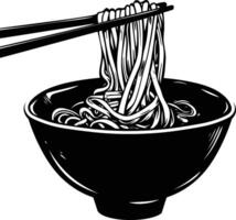 AI generated Silhouette noodle black color only vector