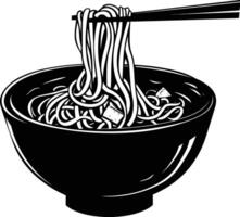 AI generated Silhouette noodle black color only vector
