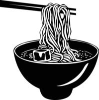 AI generated Silhouette noodle black color only vector