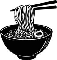 AI generated Silhouette noodle black color only vector