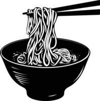 AI generated Silhouette noodle black color only vector