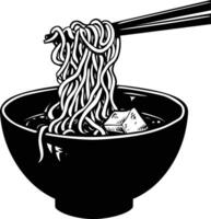 AI generated Silhouette noodle black color only vector