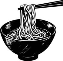 ai generado silueta fideos negro color solamente vector