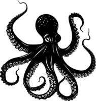 AI generated Silhouette octopus black color only full body vector