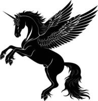 AI generated Silhouette pegasus black color only full body vector