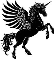 AI generated Silhouette pegasus black color only full body vector