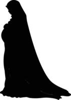 AI generated Silhouette pregnant hijab full body black color only vector