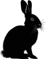 AI generated Silhouette rabbit black color only full body vector