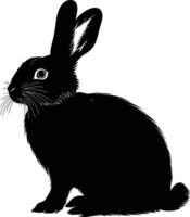 AI generated Silhouette rabbit black color only full body vector