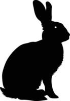 AI generated Silhouette rabbit black color only full body vector